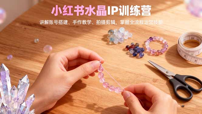 小红书水晶IP训练营,讲解账号搭建、手作教学、拍摄剪辑,全流程运营技能-搞薯条网