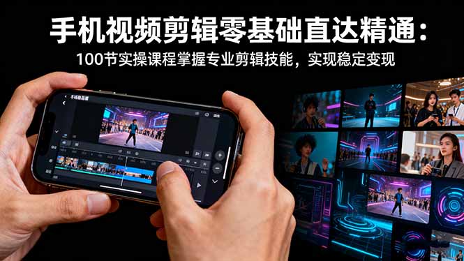 手机视频剪辑零基础直达精通:100节实操课程掌握专业剪辑技能,实现稳...-搞薯条网