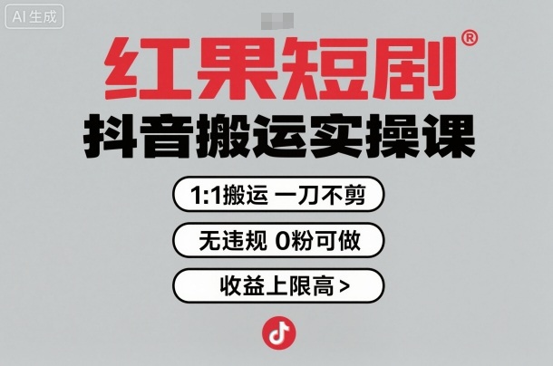 红果短剧拉新之抖音搬运实操课，1：1搬运，一刀不剪，无违规，0粉可做，收益上限高 - 搞薯条网-搞薯条网