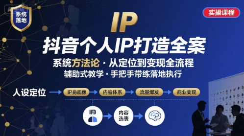 抖音个人IP系统落地实操大课，实操课程，辅助落地 - 搞薯条网-搞薯条网