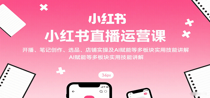 小红书直播运营课：开播、笔记创作、选品、店铺实操及 AI 赋能等多板块实用技能讲解 - 搞薯条网-搞薯条网