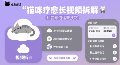猫咪疗愈长视频拆解 &油管频道运营技巧 - 搞薯条网-搞薯条网