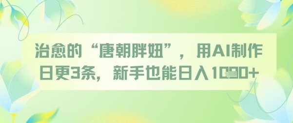 治愈的“唐朝胖妞”，用AI制作日更3条，新手也能日入多张 - 搞薯条网-搞薯条网