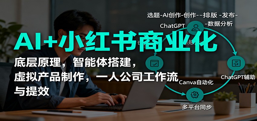 AI+小红书商业化,底层原理,智能体搭建,虚拟产品制作,一人公司工作流与提效-搞薯条网