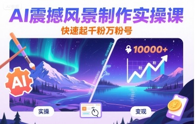 AI震撼风景制作实操课，快速起千粉万粉号 - 搞薯条网-搞薯条网