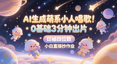 AI生成萌系小人唱歌，0基础3分钟出片，28个作品涨粉8.9W，单条最高19W赞，日入四位数，小白直接抄作业 - 搞薯条网-搞薯条网