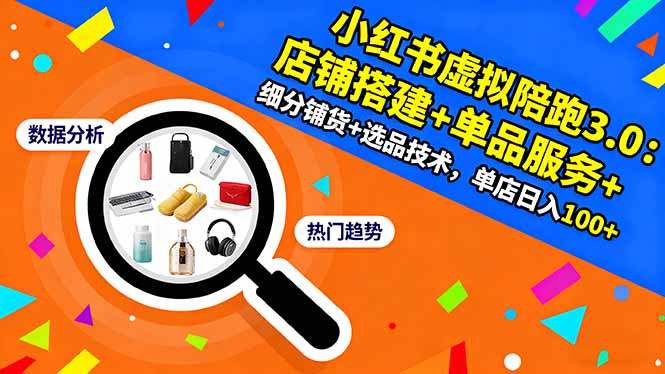 小红书虚拟陪跑3.0:店铺搭建+单品服务+细分铺货+选品技术,单店日入100+-搞薯条网
