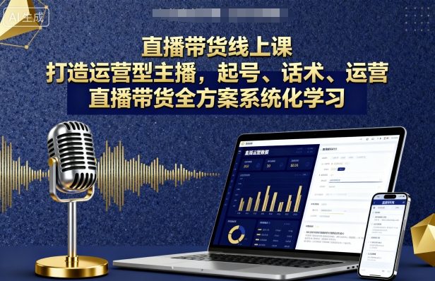 直播带货线上课，打造运营型主播，起号、话术、运营，直播带货全方案系统化学习 - 搞薯条网-搞薯条网