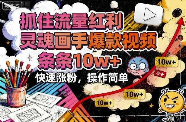 抓住流量红利，灵魂画手爆款视频，条条10w+，快速涨粉，操作简单 - 搞薯条网-搞薯条网