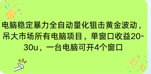 电脑EA策略挂机项目单窗口收益20-30u，单电脑可挂5-10个窗口收益稳健4位数-搞薯条网
