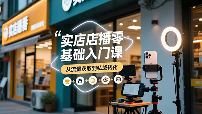 实体店播零基础入门课，实体店+短视频+直播+微信生态+私域社群，从流量获取到私域转化-搞薯条网