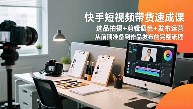 快手短视频带货速成课，选品拍摄+剪辑调色+发布运营，从前期准备到作品发布的完整流程-搞薯条网