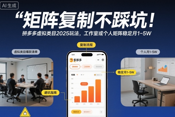 矩阵复制不踩坑！拼多多虚拟类目2025玩法，工作室或者个人矩阵稳定月1-5W【揭秘】-搞薯条网
