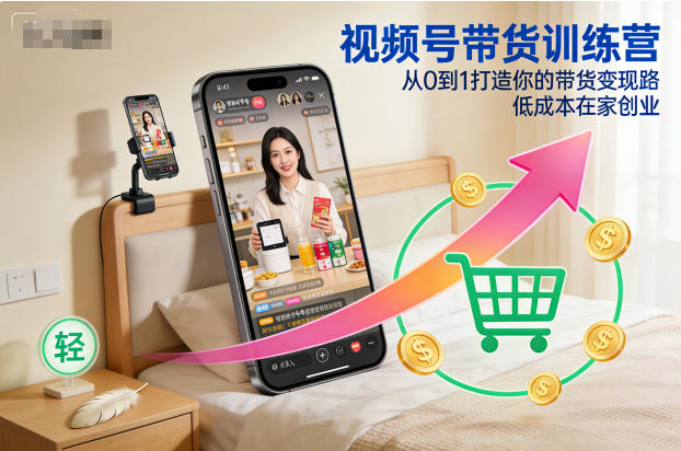 视频号带货训练营，从0到1打造你的带货变现路，低成本在家创业-搞薯条网