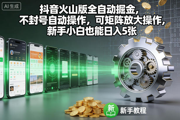 抖音火山版全自动掘金，不封号自动操作，可矩阵放大操作，新手小白也能日入5张【揭秘】-搞薯条网