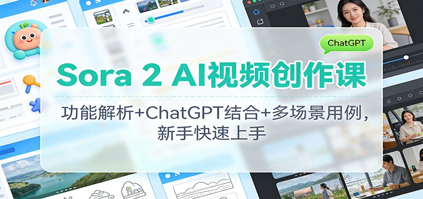 Sora 2 AI视频创作课：功能解析+ChatGPT结合+多场景用例，新手快速上手-搞薯条网