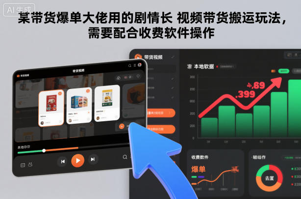 某带货爆单大佬用的剧情长视频带货搬运玩法，需要配合收费软件操作-搞薯条网