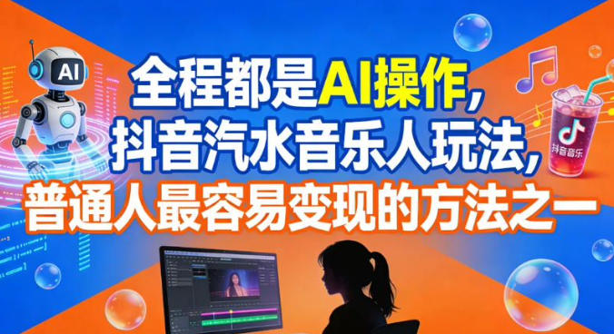 全程都是AI操作，抖音汽水音乐人玩法，普通人最容易变现的方法之一-搞薯条网