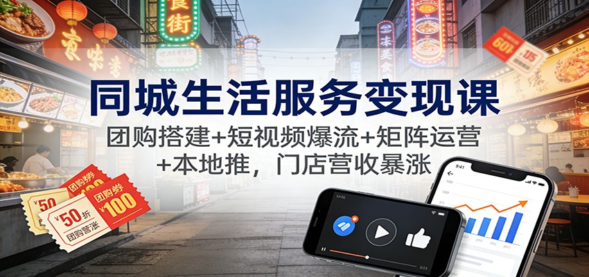 同城生活服务变现课：团购搭建+短视频爆流+矩阵运营+本地推，门店营收暴涨-搞薯条网