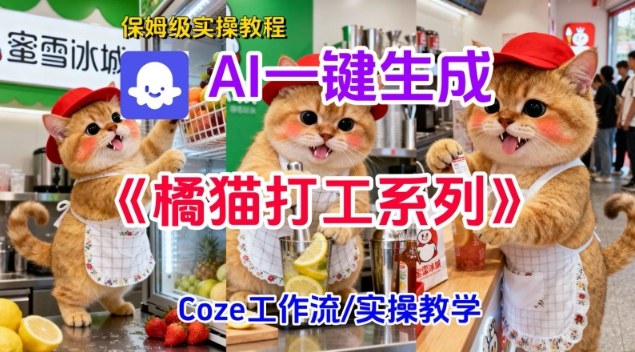 Coze扣子工作流一键生成胖橘猫打工短视频,保姆级实操搭建教学-搞薯条网
