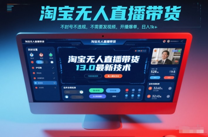 淘宝无人直播带货13.0最新技术,不封号不违规,不需要发视频,开播爆单,日入1k+【揭秘】-搞薯条网