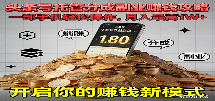 全程托管今日头条,一部手机就可以开干,最高躺赚1W+-搞薯条网