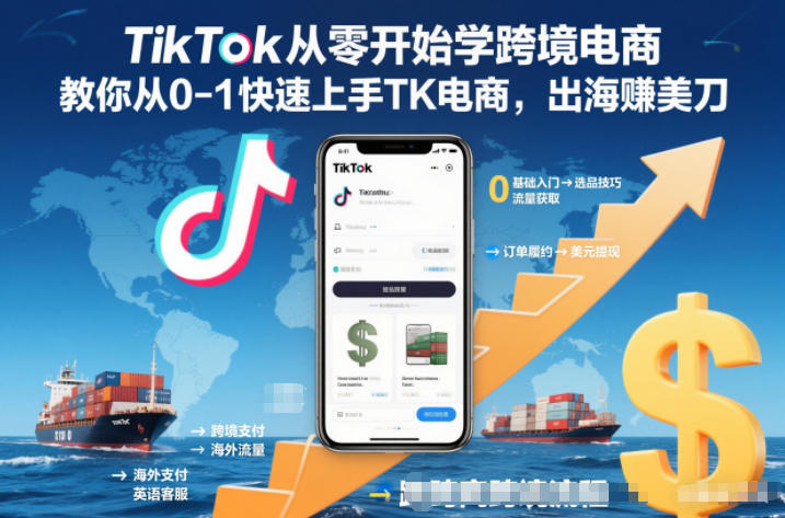TikTok从零开始学跨境电商,教你从0-1快速上手TK电商,出海賺美刀-搞薯条网