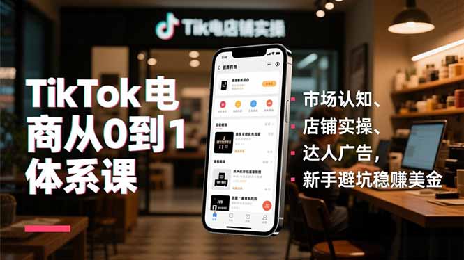 TikTok电商从0到1体系课,市场认知、店铺实操、达人广告,新手避坑稳赚美金-搞薯条网
