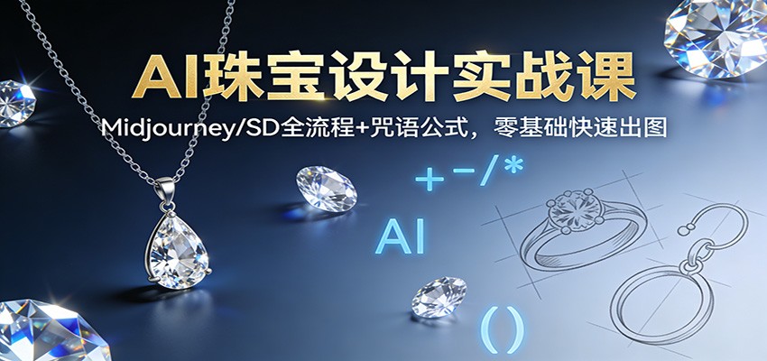 AI珠宝设计实战课：Midjourney/SD全流程+咒语公式，零基础快速出图-搞薯条网