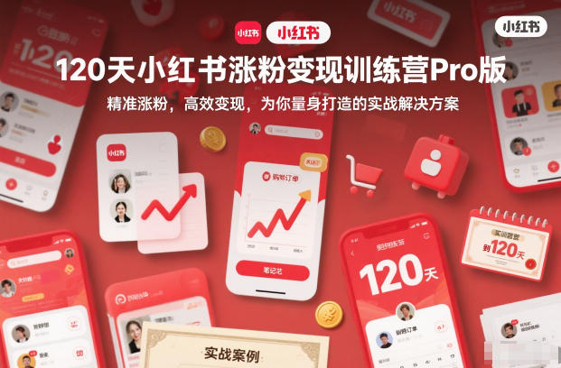 120天小红书涨粉变现训练营Pro版,精准涨粉,高效变现,为你量身打造的实战解决方案-搞薯条网