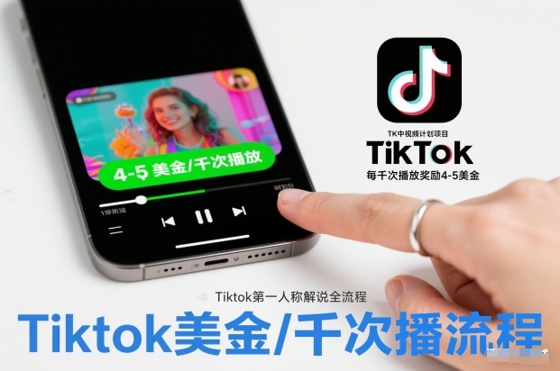 TK中视频计划项目,Tiktok第一人称解说流程,每干次播放奖励4-5美金-搞薯条网