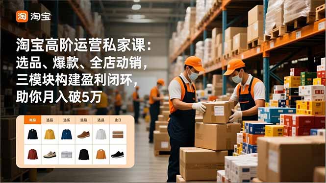 淘宝高阶运营私家课:选品、爆款、全店动销,三模块构建盈利闭环,助你月入破5万-搞薯条网