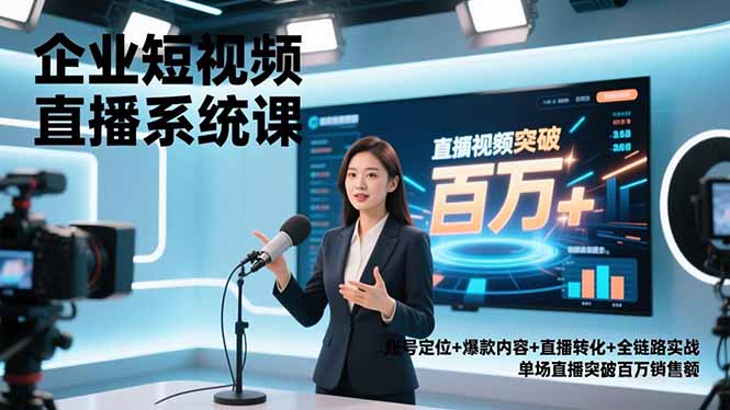 企业短视频直播系统课，账号定位+爆款内容+直播转化+全链路实战，单场直播突破百万销售额-搞薯条网