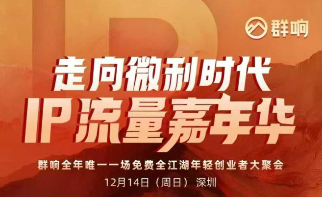 2025ip嘉年华万人12月14深圳线下课，走向微利时代，IP流量嘉年华，实操性极强的商业干货课-搞薯条网