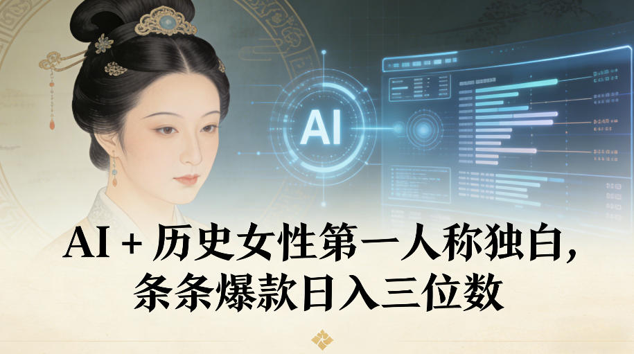 AI+历史女性第一人称独白，条条爆款日入三位数-搞薯条网