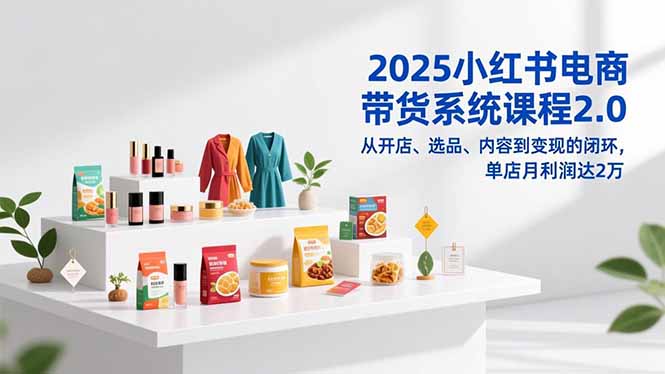 2025小红书电商带货系统课程2.0，从开店、选品、内容到变现的闭环，单店月利润达2万-搞薯条网