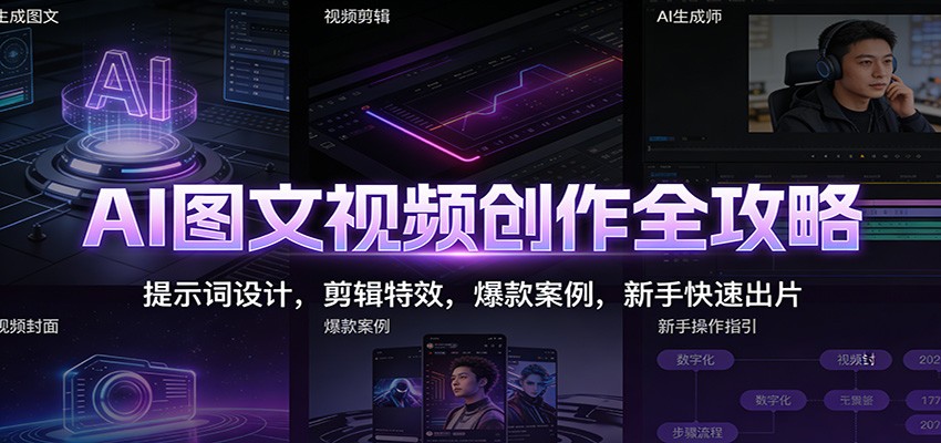 AI图文视频创作全攻略：提示词设计，剪辑特效，爆款案例，新手快速出片-搞薯条网