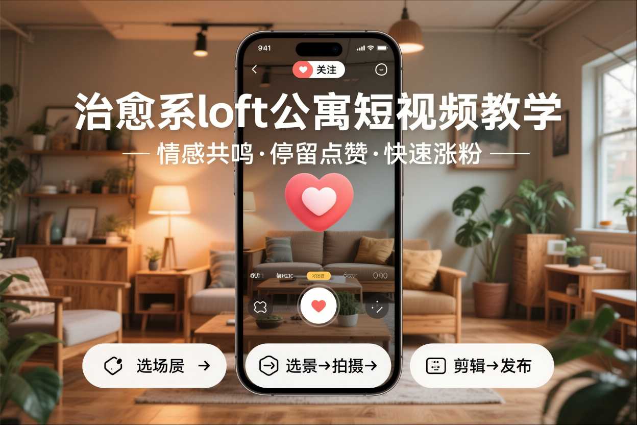 治愈系loft公寓短视频制作教学，情感共鸣引停留点赞关注，快速起号涨粉-搞薯条网