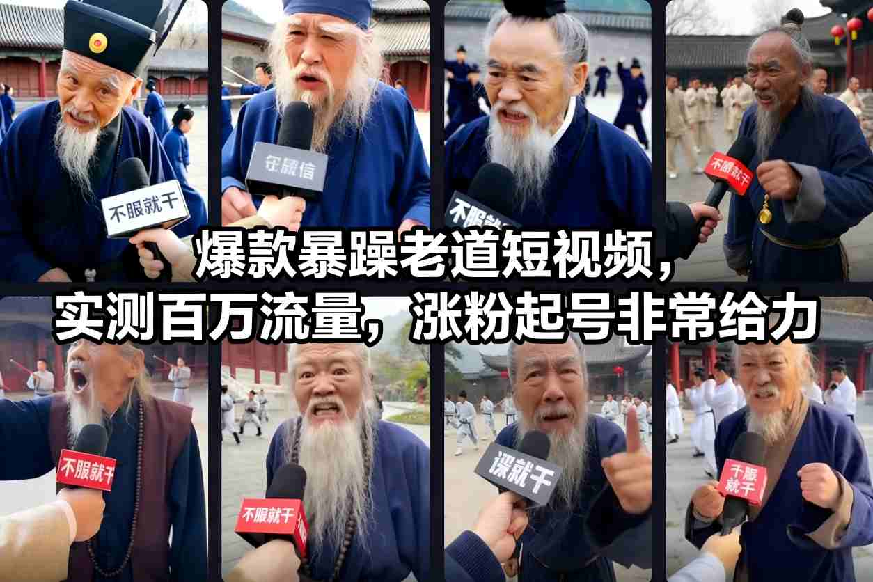 爆款暴躁老道短视频，实测百万流量，涨粉起号非常给力-搞薯条网
