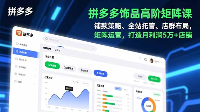 拼多多饰品高阶矩阵课，铺款策略、全站托管、店群布局，矩阵运营，打造月利润5万+店铺-搞薯条网