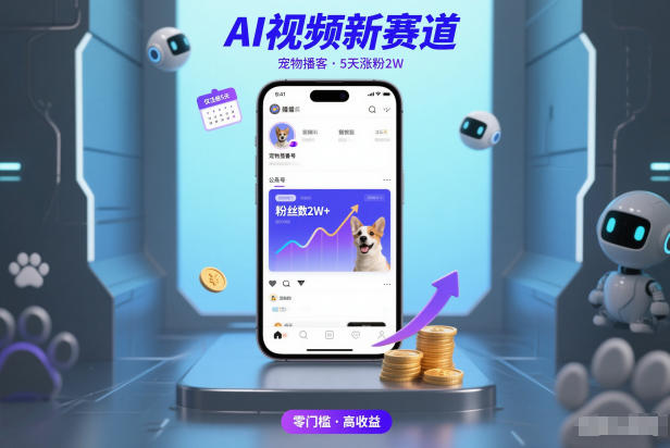 AI视频新赛道，宠物播客仅注册5天涨粉2W，收益非常可观-搞薯条网