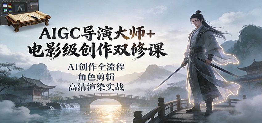 AIGC导演大师+电影级创作双修课：AI创作全流程、角色剪辑、高清渲染实战-搞薯条网