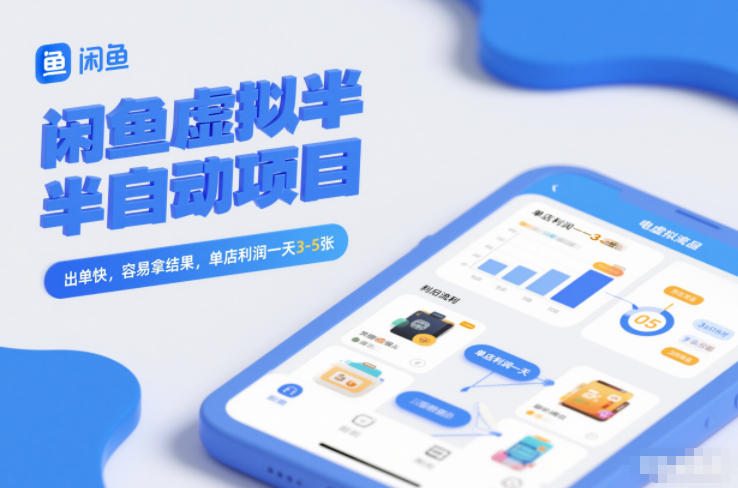 闲鱼虚拟半自动项目，出单快，容易拿结果，单店利润一天3-5张-搞薯条网