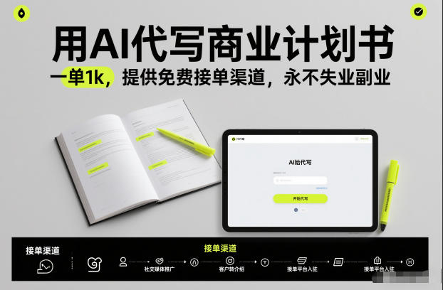 用AI代写商业计划书，一单1k，提供免费接单渠道，永不失业副业-搞薯条网
