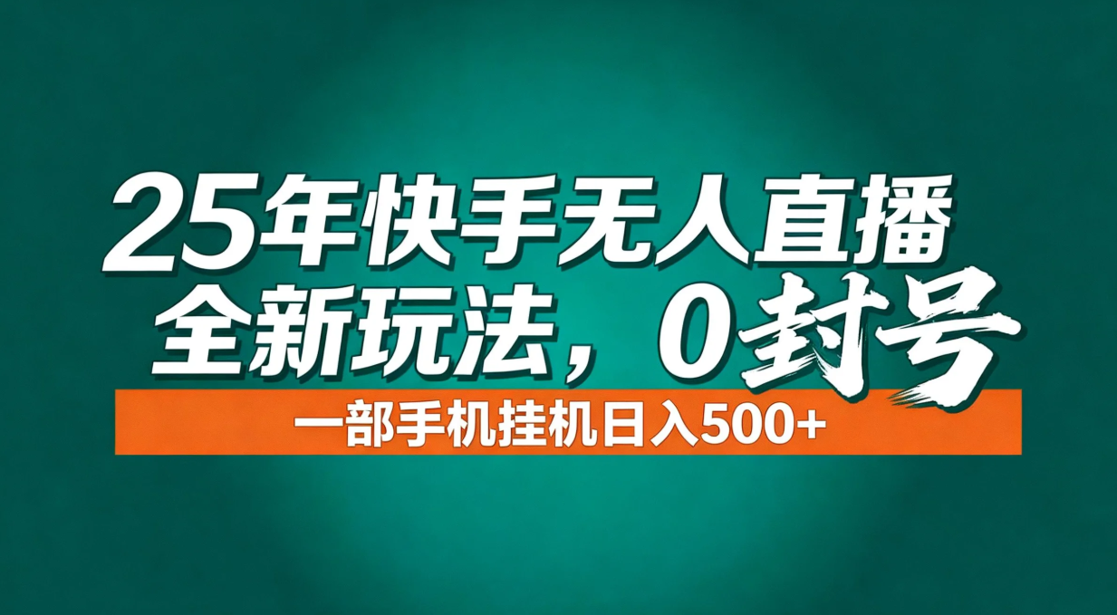 年底流量风口：快手无人直播全新玩法，一部手机挂机日入500+-搞薯条网