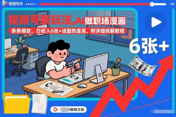 视频号新玩法，AI做职场漫画，条条爆款，日收入6张+话题热度高，附详细拆解教程-搞薯条网