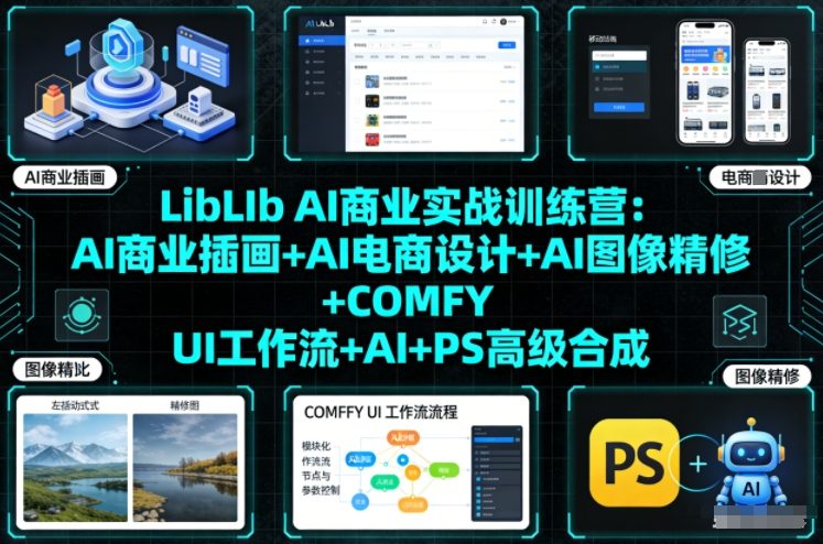 LibLIb AI商业实战训练营：AI商业插画+AI电商设计+AI图像精修+COMFY UI工作流+AI+PS高级合成-搞薯条网
