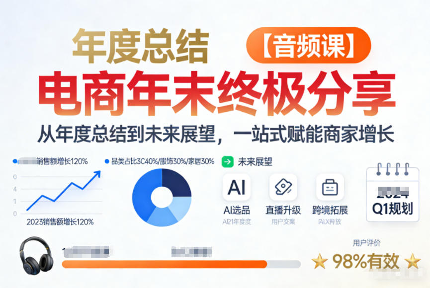电商年未终极分享,从年度总结到未来展望,一站式赋能商家增长【音频课】-搞薯条网