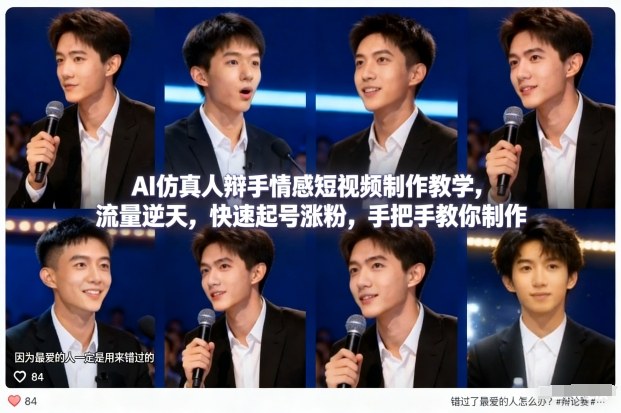 AI仿真人辩手情感短视频制作教学,流量逆天,快速起号涨粉,手把手教你制作-搞薯条网