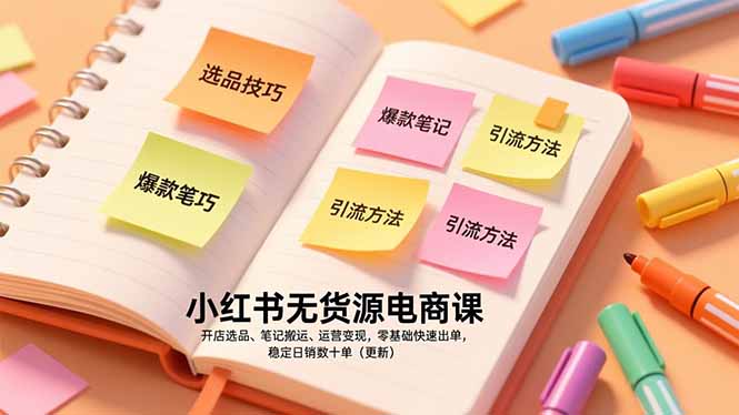 小红书无货源电商课,开店选品、笔记搬运、运营变现,零基础快速出单,稳定日销数十单(更新-搞薯条网